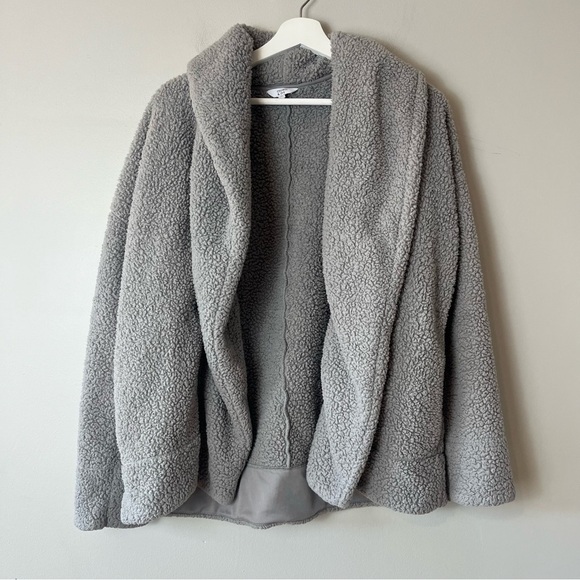 Crown & Ivy Gray Sherpa Open Front Thick Cardigan XL - Picture 1 of 7